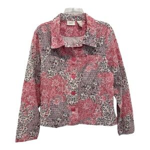 Baxter & Wells Jacket Womens Large‎ Pink Patchwork Floral Cotton Blend Stretch